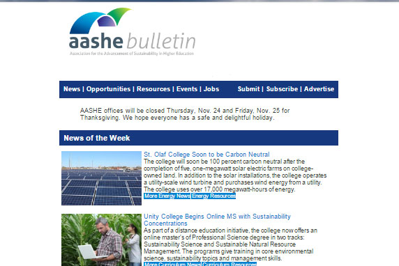 The AASHE Bulletin Enewsletter