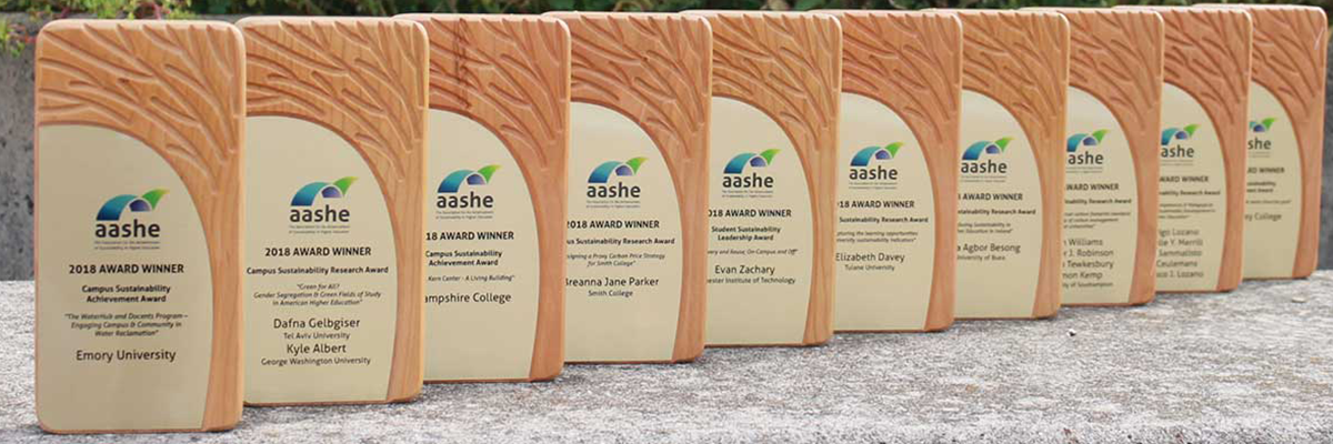2018 AASHE Sustainability Award Plaques