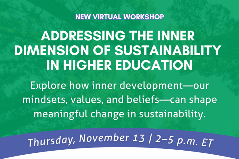 Graphic of Address the Inner Dimension of Sustainability in Higher Education Workshop